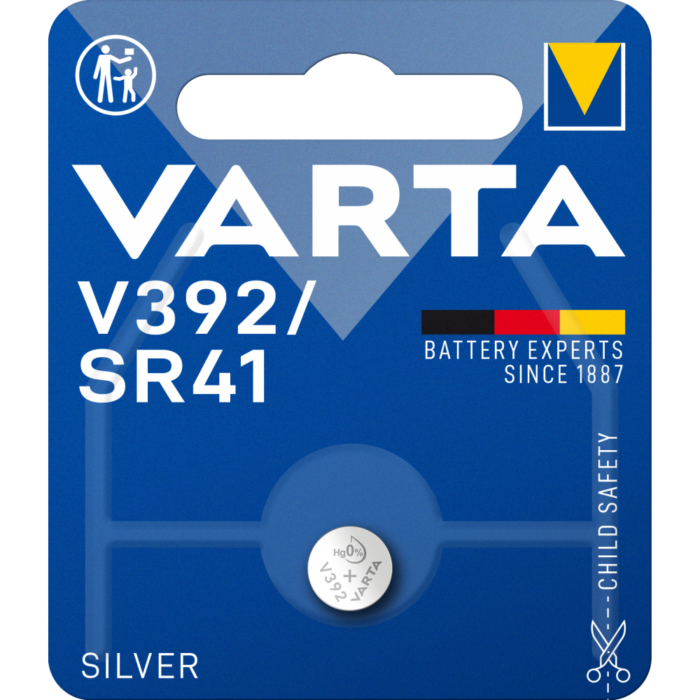 Varta Silber Coin V392/SR41 Knopfzelle 1,55V Batterie 1er Blister - Uhrenbatterie