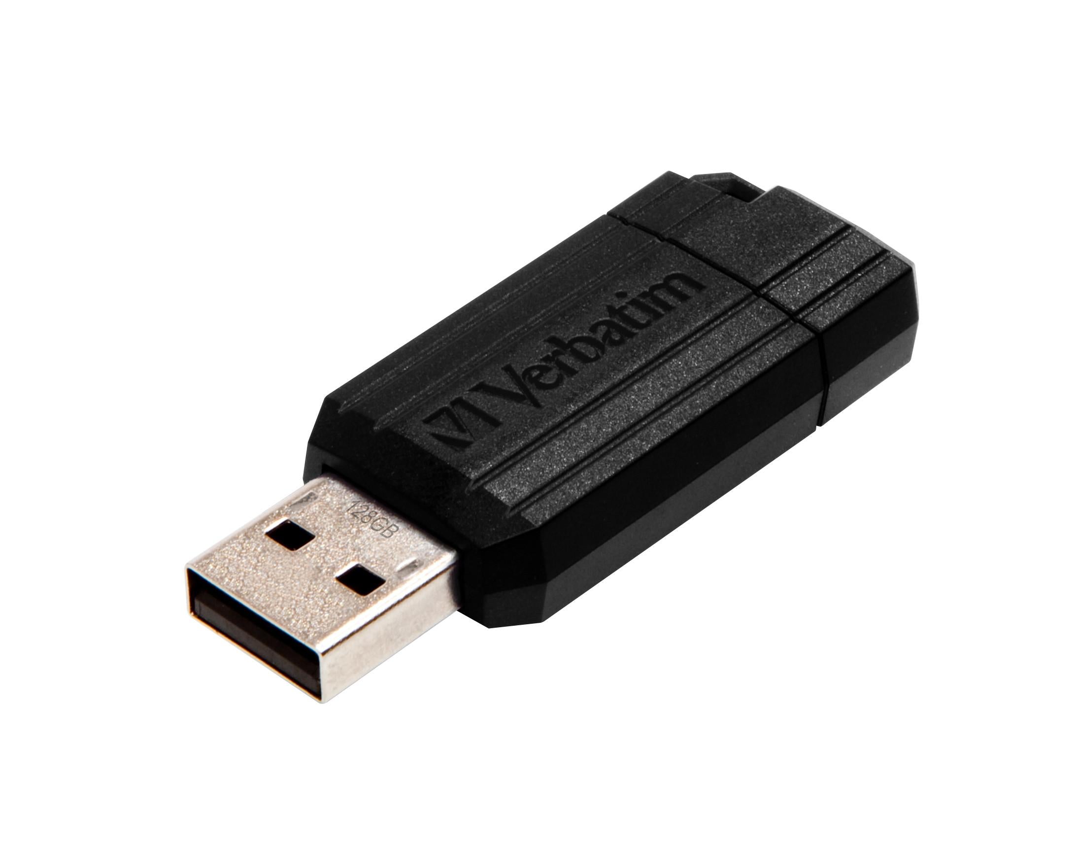 Verbatim PinStripe USB-Stick 128 GB Schwarz, Streifenoptik