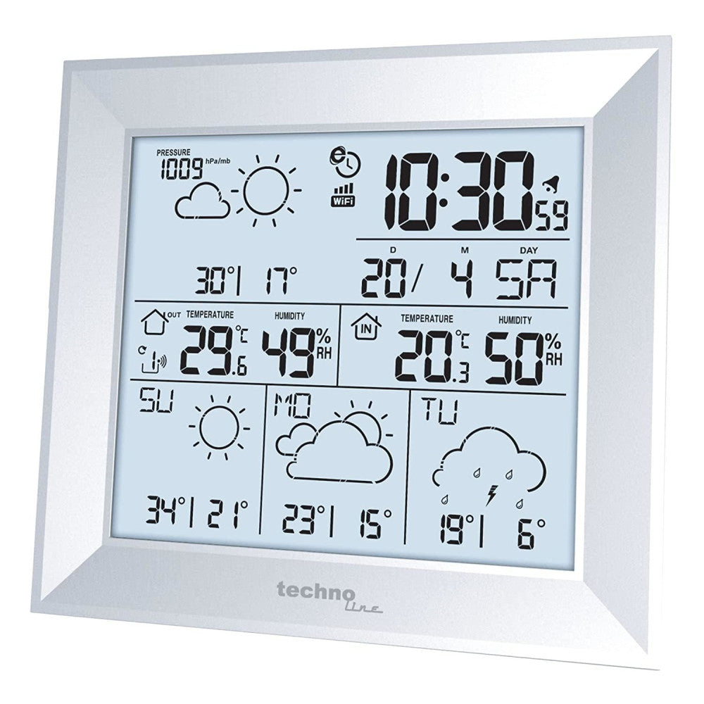 Technoline Wetterstation WD2000 mit kostenloser Direkt Wetter App und WLAN, 4 Tagesvorhersage