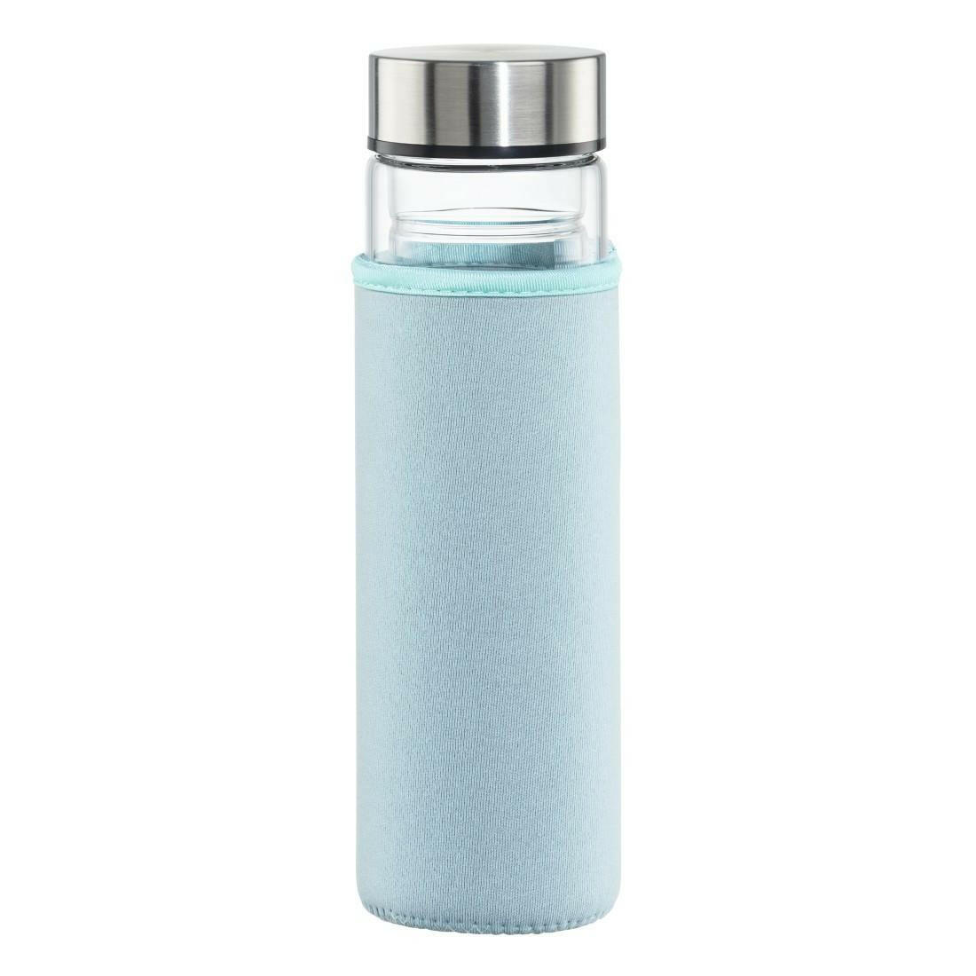 Xavax Glasflasche 450 ml, mit Edelstahlfilter und Hülle.