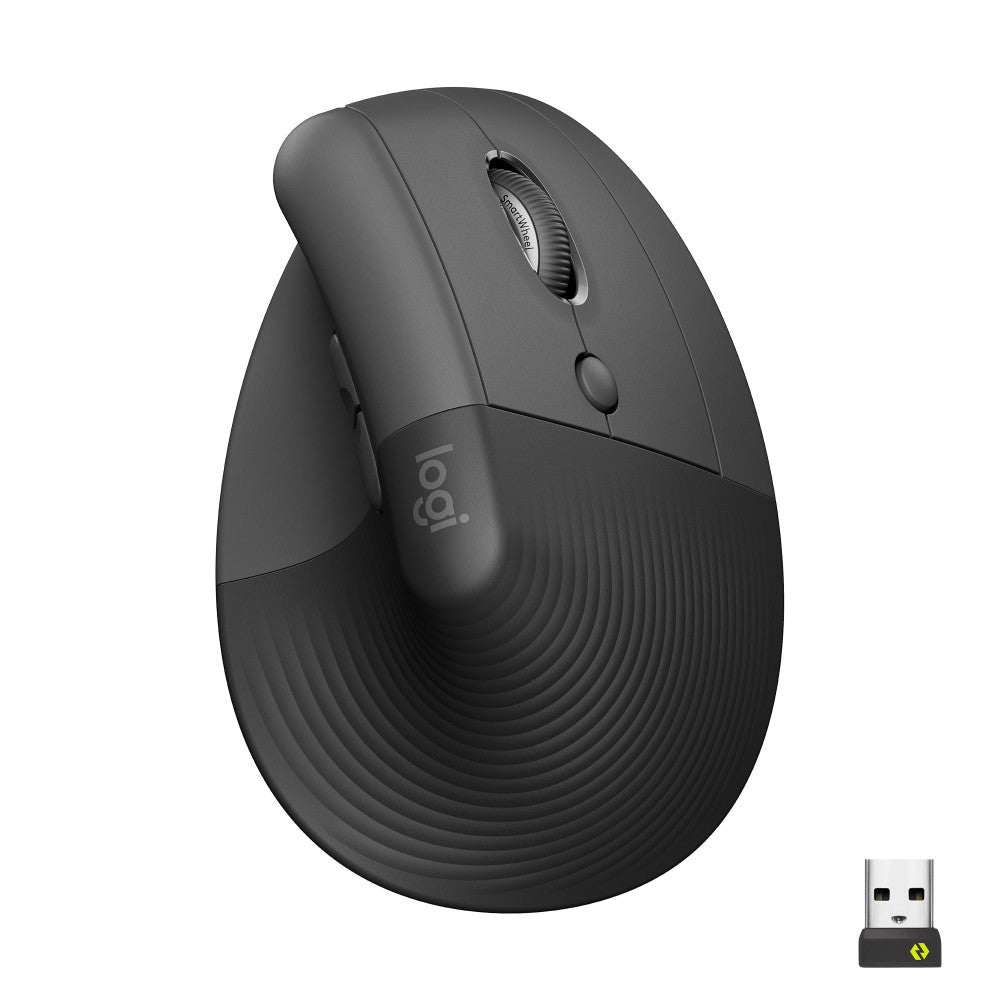 Logitech Lift Vertikale Ergonomische Maus für Rechtshänder mit kleinen und mittelgroßen Händen Grafit Gray Design