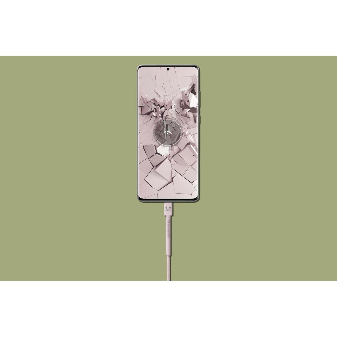 Hama USB-C Kabel "Fabriq", 2m, Smokey Pink, Nylon Retro-Stil