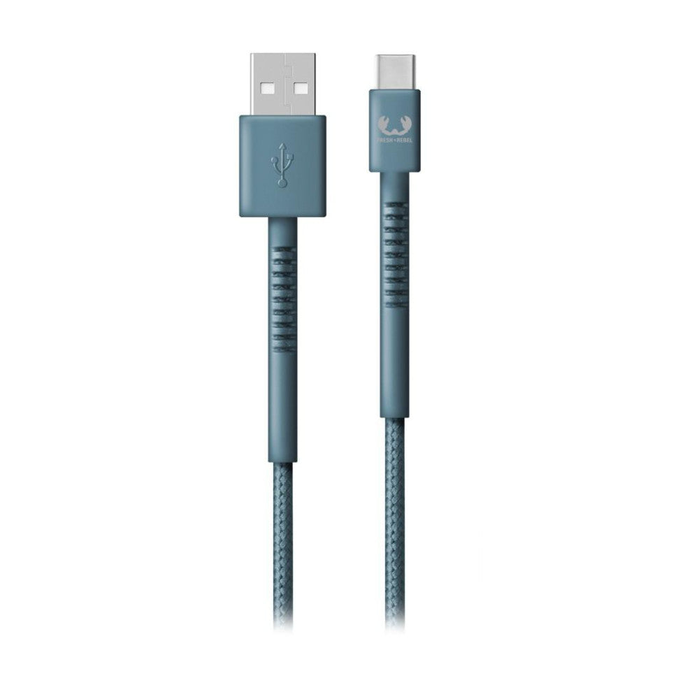 HAMA USB-A auf USB-C Kabel "Fabriq" 2,0 m Dive Blue - Langlebiges Nylon Retro Design - 00215003