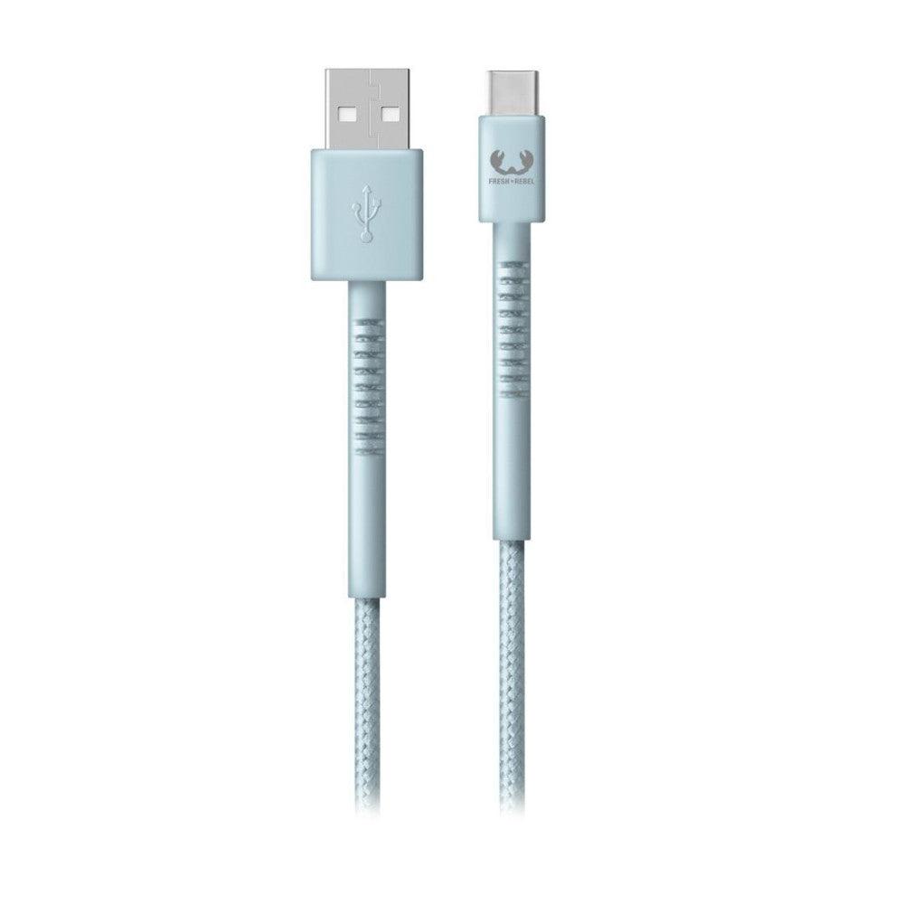 Fabriq USB-C Ladekabel 2,0m Dusky Blue Nylon Retro-Stil robust & verschleißbeständig