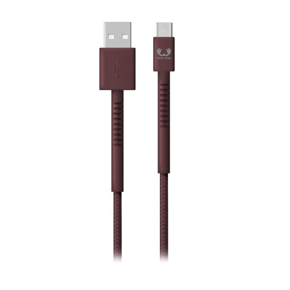 HAMA USB-A auf USB-C Kabel "Fabriq" 2,0 m Deep Mauve - Hochwertiges Ladekabel aus geflochtenem Nylon