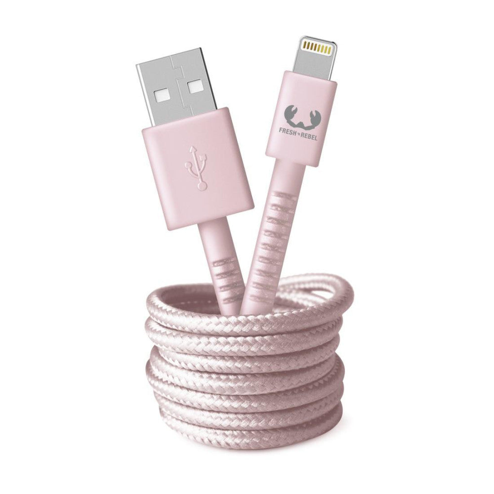 HAMA USB auf Lightning Kabel "Fabriq" 2,0 m Smokey Pink - Beidseitig einsteckbarer Lightning-Stecker, geflochtenes Nylon, strapazierfähig