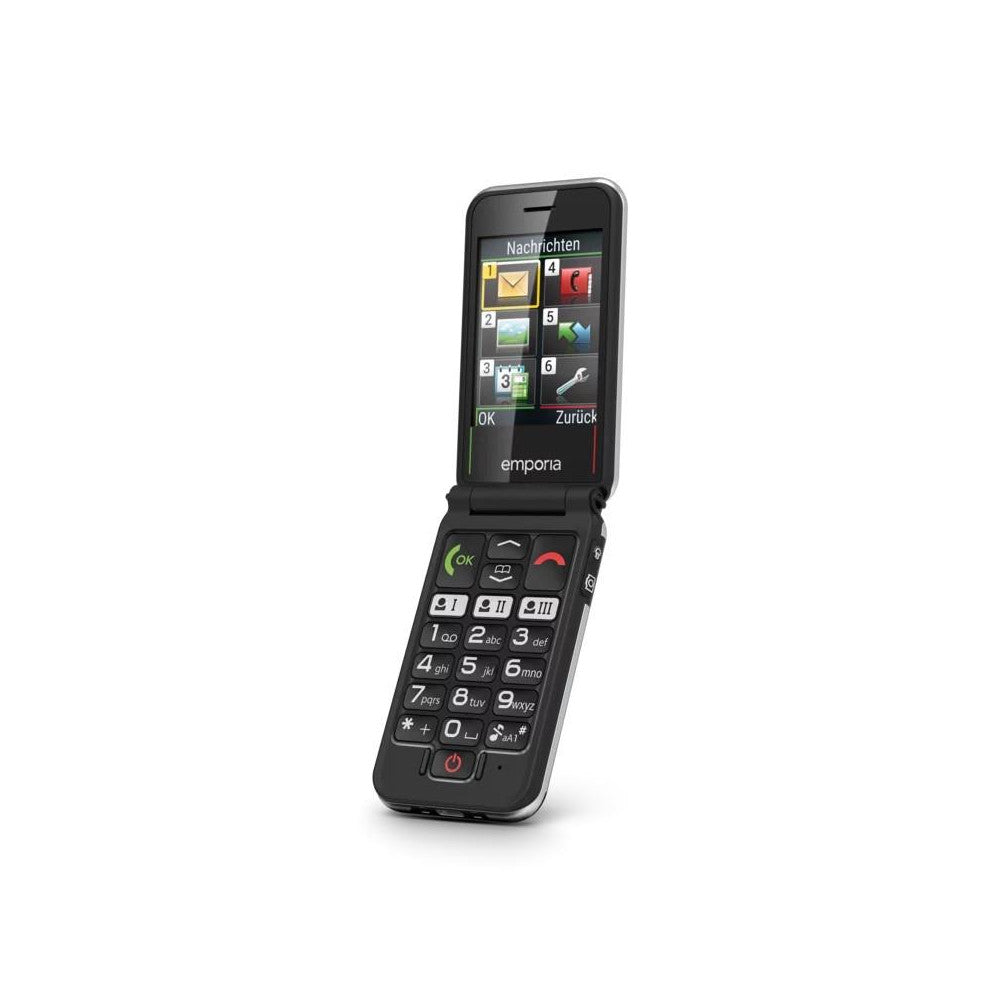 Emporia V228 JOY Schwarz Handy mit 2,8 Zoll Display, IP54 Schutz und Notruftaste