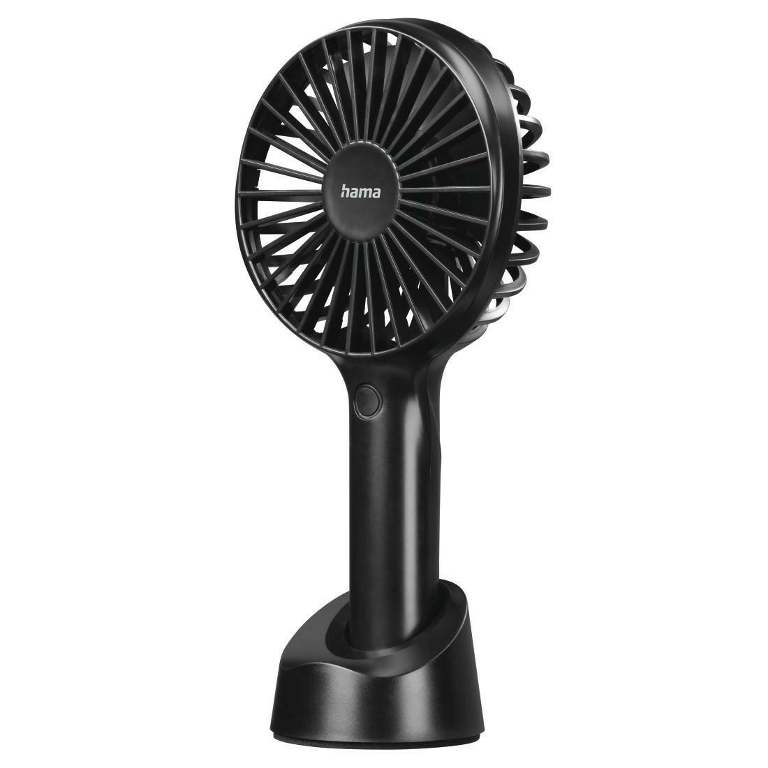 HAMA Tragbarer USB Handventilator, Akku, 3 Stufen, schwarz.