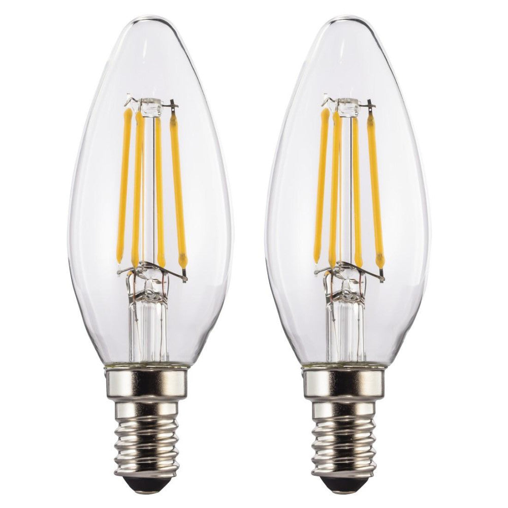 Xavax LED-Filament Kerzenlampe E14 470lm ersetzt 40W Warmweiß Klar 2 Stück