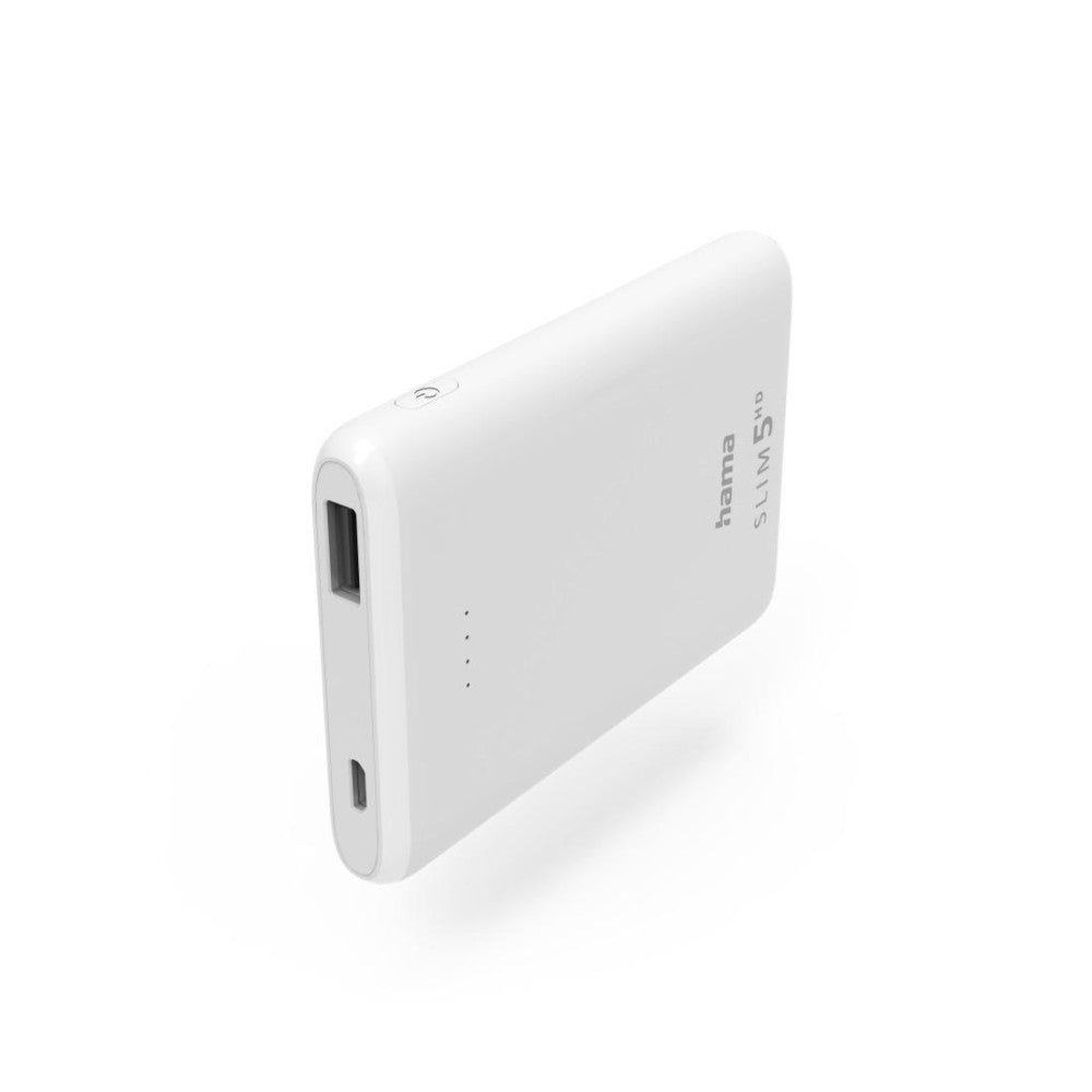 Hama Power Pack Slim 5HD 5000mAh USB-A Powerbank Weiß Smartphone Tablet iPad Samsung Huawei