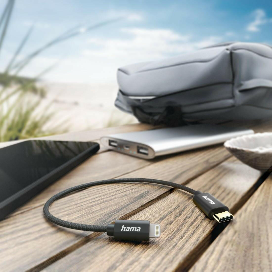 Hama USB 2.0 Ladekabel Lightning auf USB-C® 0,2m schwarz
