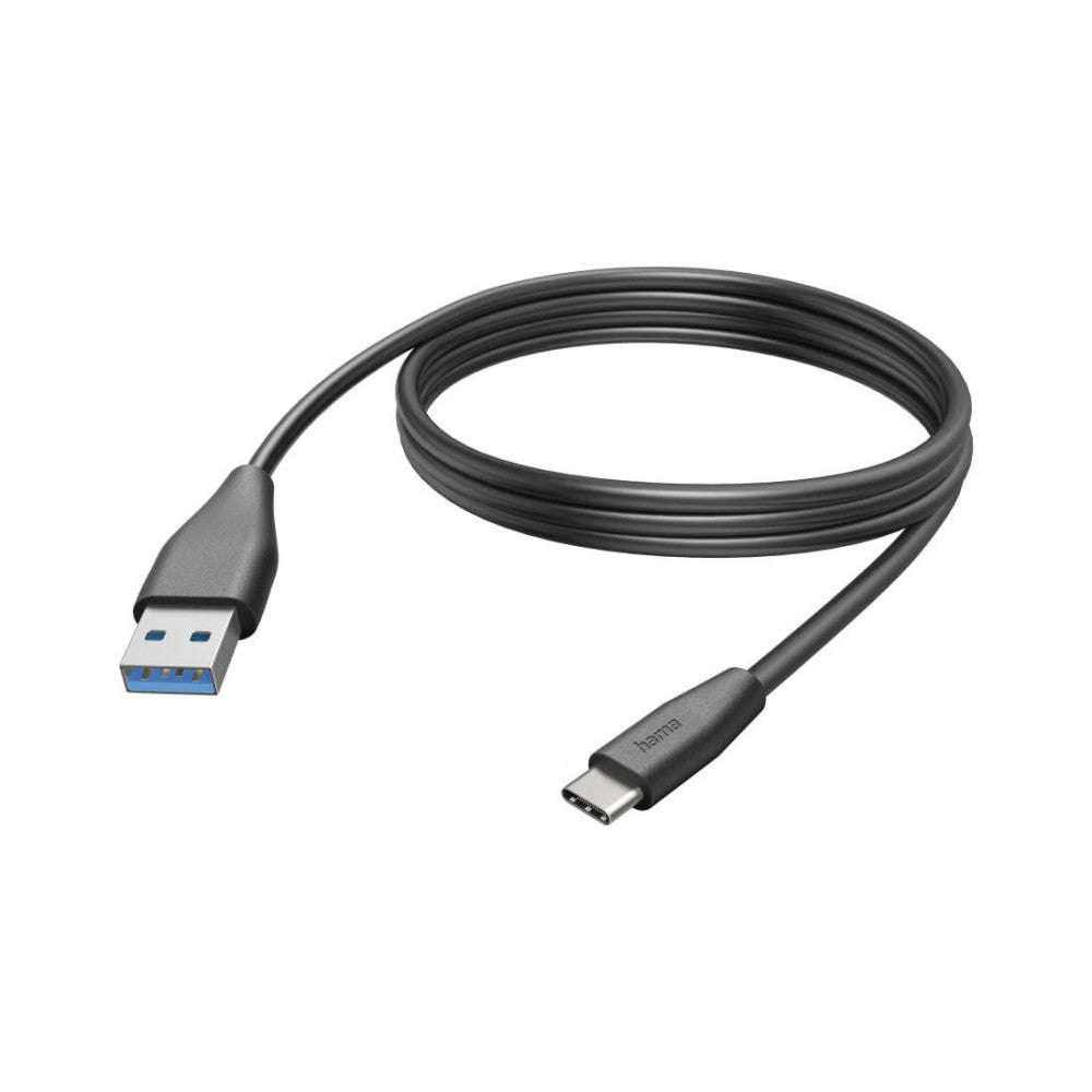 Hama USB C auf USB A Ladekabel, 3m Schnellladung für Handy Datenübertragung - Schwarz