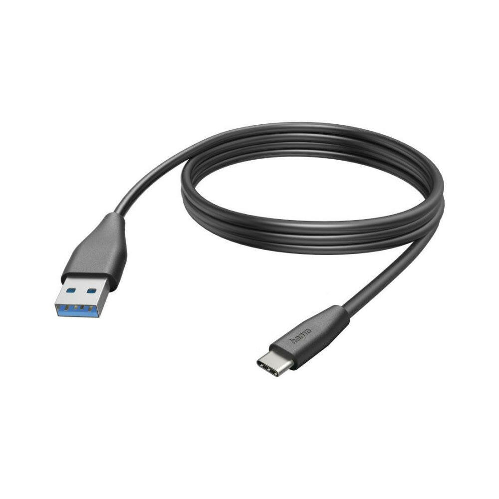 Hama USB C auf USB A Ladekabel, 3m, Schnellladung, schwarz.