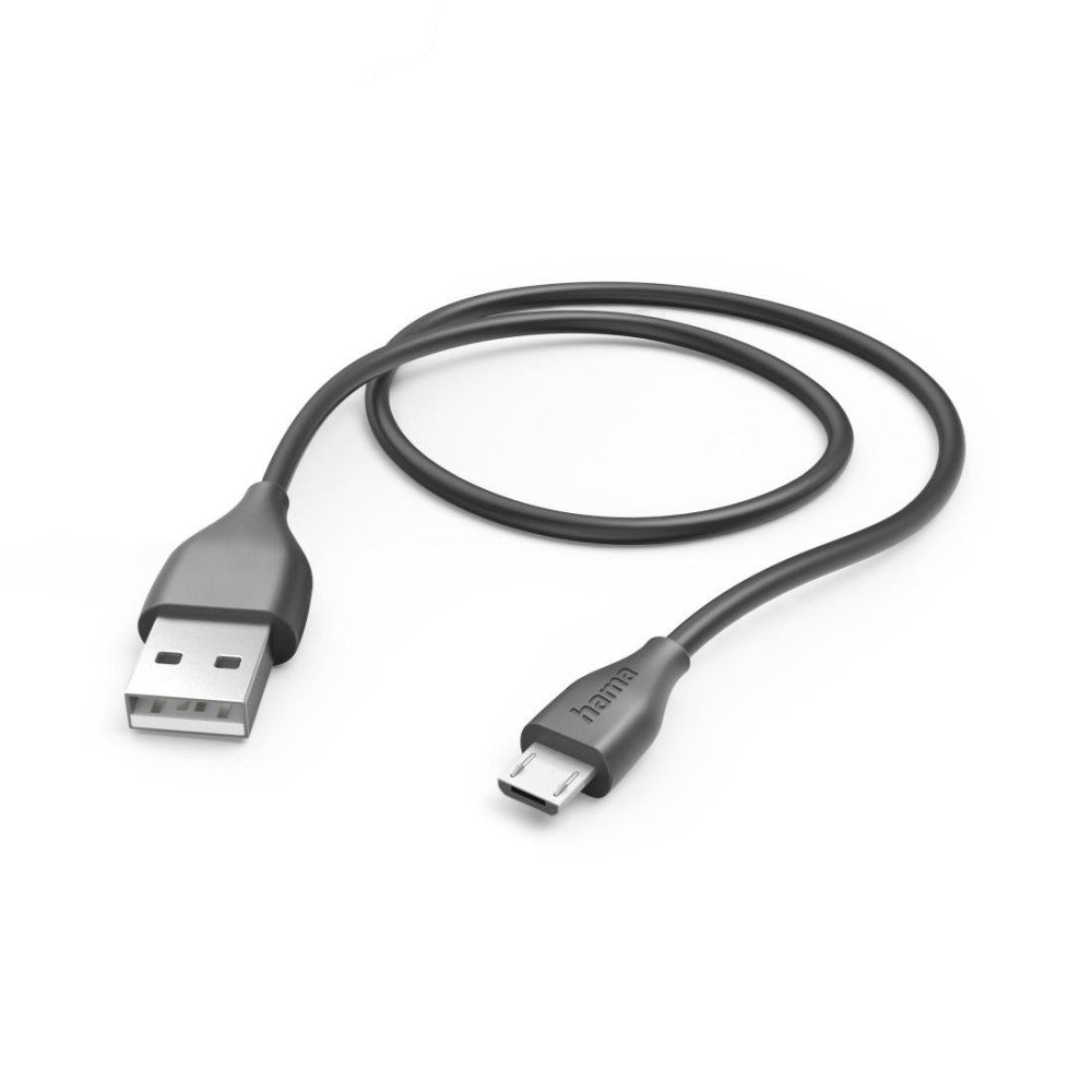 Hama USB Ladekabel 1,5m Schwarz für Micro-USB Geräte - Schnellladung, Datenübertragung bis 480 Mbit/s