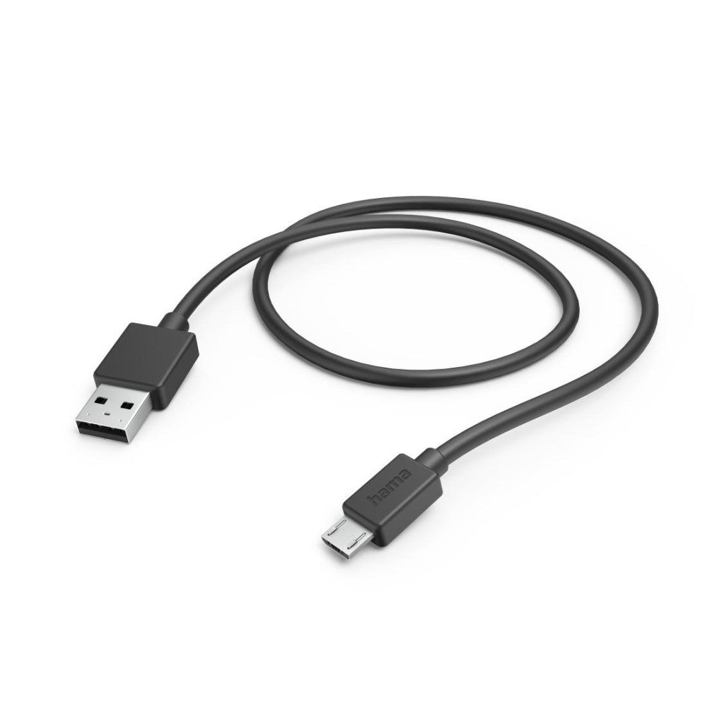 Hama USB Ladekabel USB-A auf Micro-USB 1m Schnellladung Schwarz