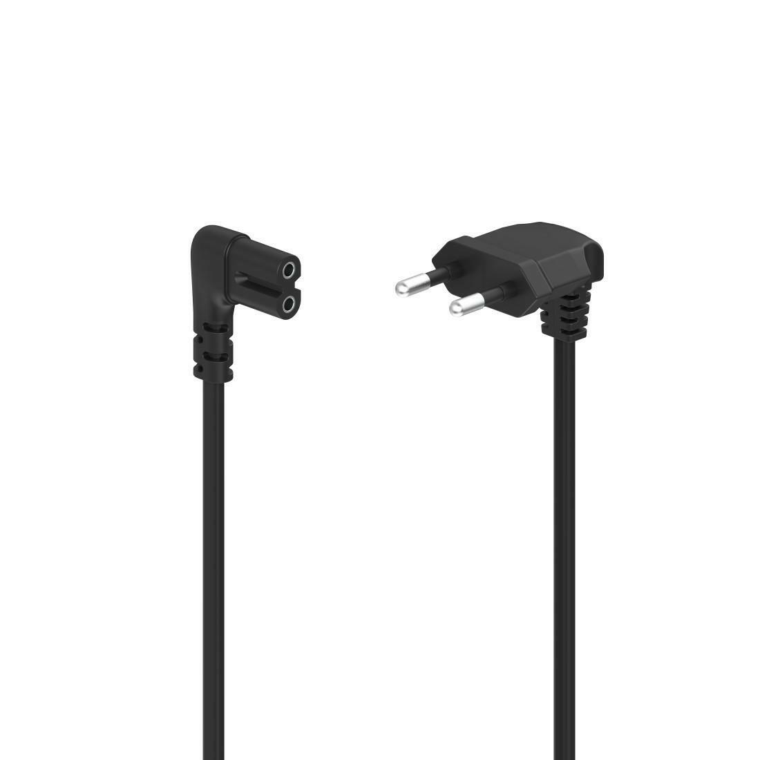 Hama Netzkabel, 3m abgewinkelt, Eurostecker, Schwarz.