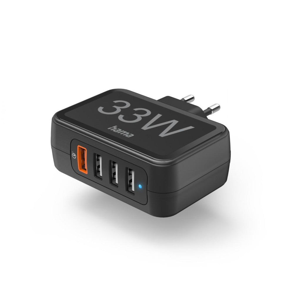 Hama 4-fach USB-Ladegerät Quick Charge 3.0 33W Schwarz 4-Port Ladestation