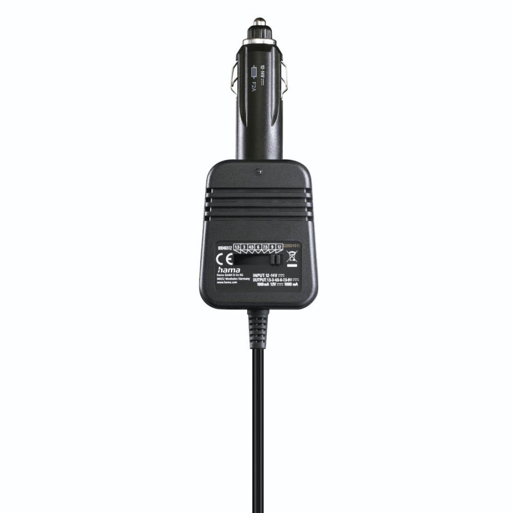 Hama Kfz Netzteil 12V 1000mA - Universal-Netzteil 12W für Kameras, DVD-Player, LED - Ersatz-Netzteil für Zigarettenanzünder - 8 Adapter - stabilisiert