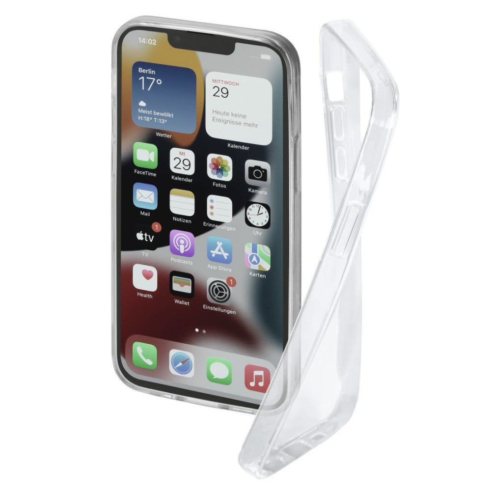 Hama Crystal Clear Flexibles Cover für Apple iPhone 14 Pro aus TPU, Transparent - Handyschutz mit Anti-Rutsch-Oberfläche, Rundumschutz