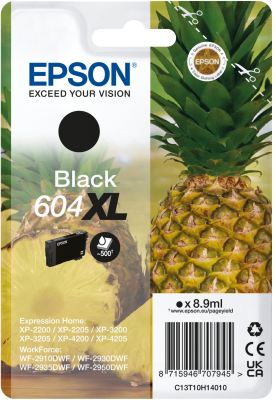Epson 604XL Ananas Schwarz Druckerpatrone XL, Original, 500.