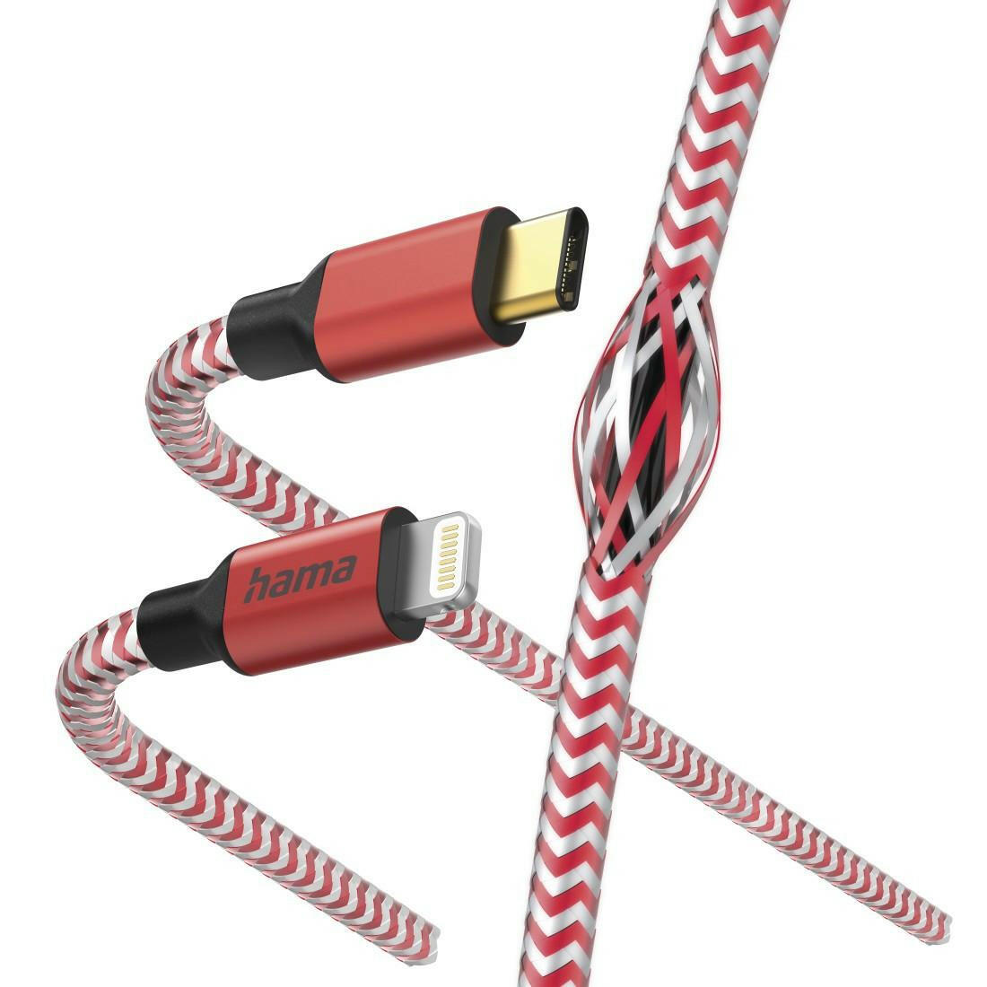 Hama USB-C auf Lightning Ladekabel 1,5m Nylon Rot