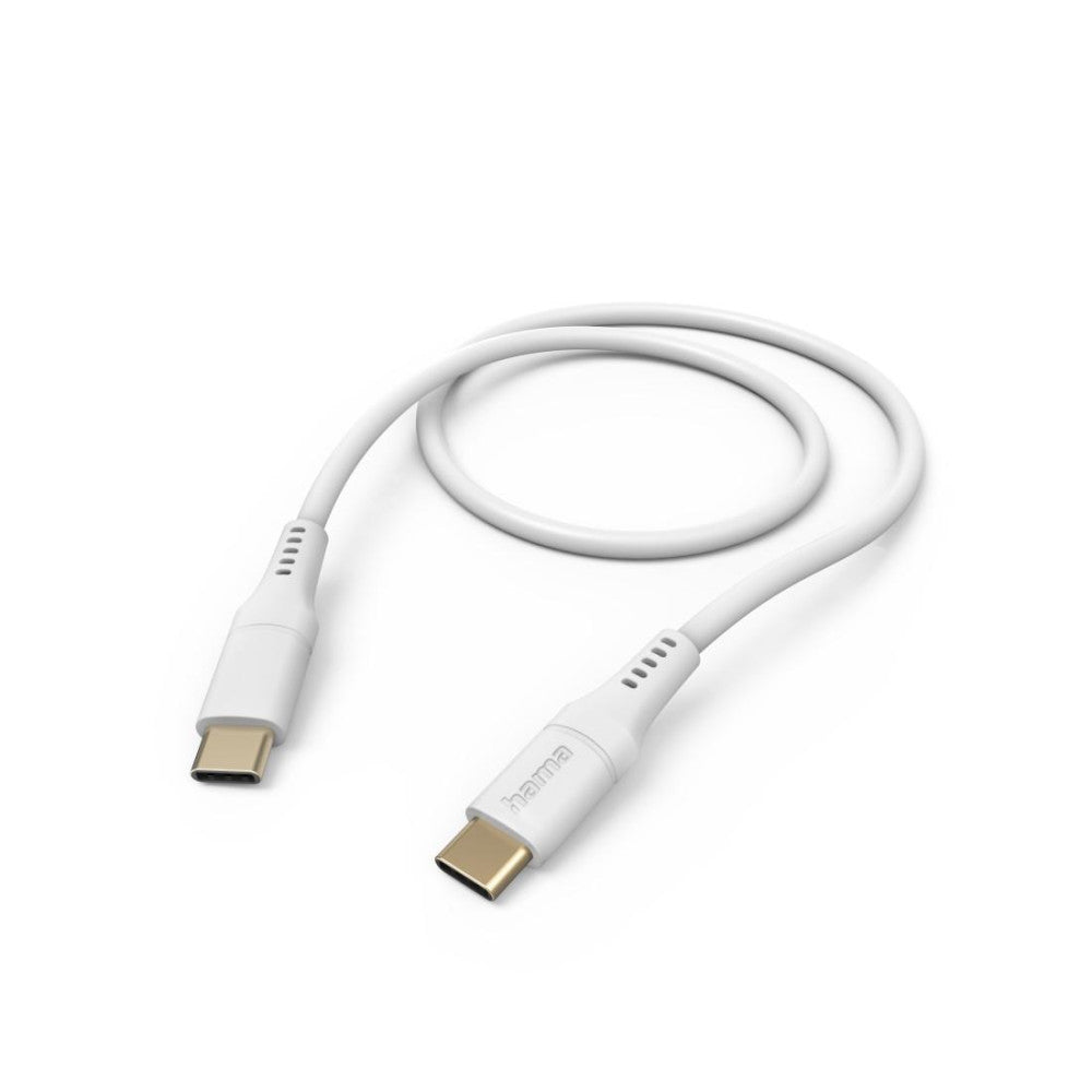 Hama Flexibles USB-C auf USB-C Ladekabel 1,5m Silikon Weiß - Schnellladung, Datenkabel, Handykabel - Maximal Kompatibel