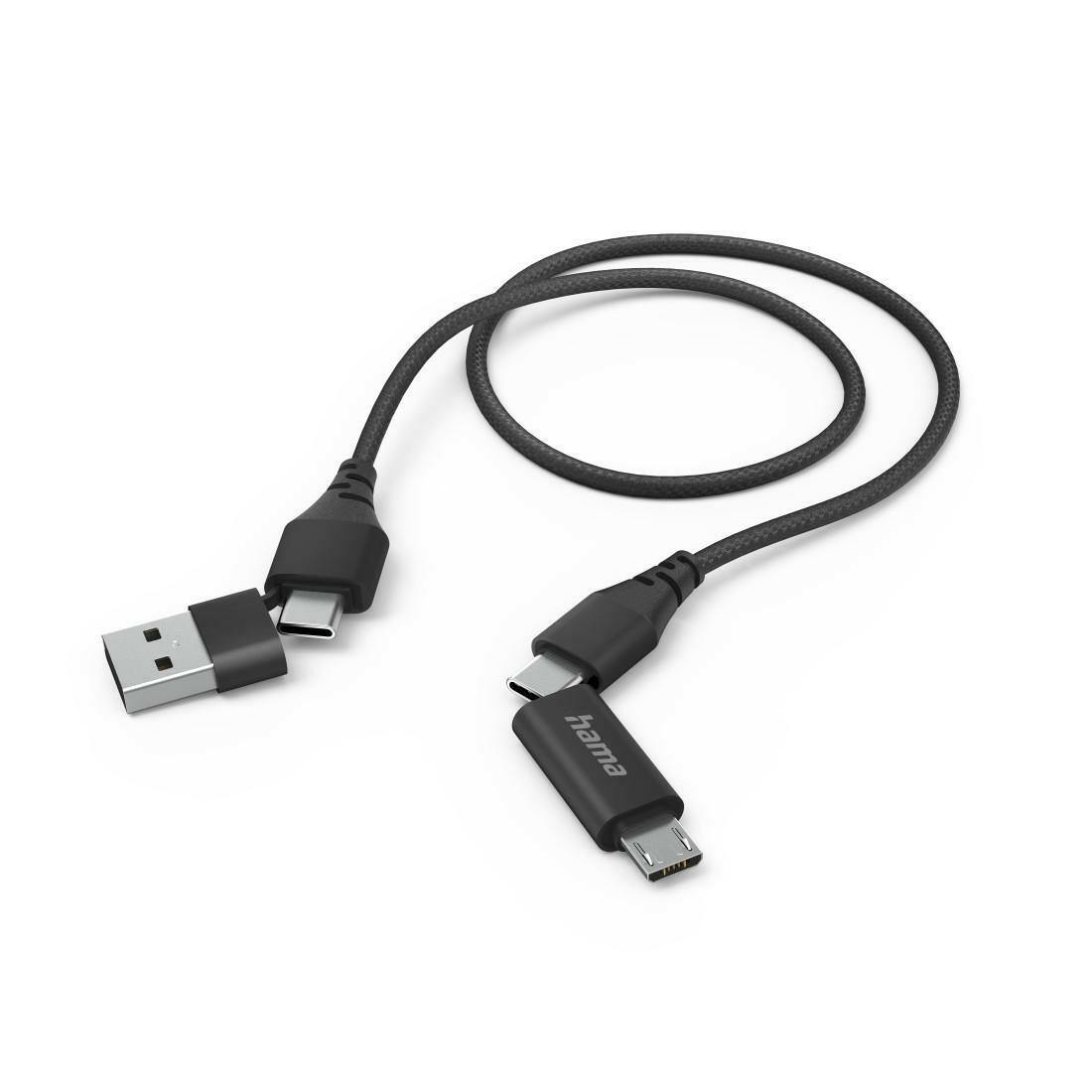 Hama Multi-USB-Kabel 4-in-1, 1,5m, Schwarz, 480 Mbit/s.
