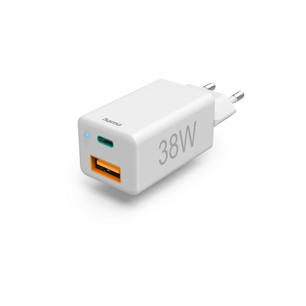 Hama Schnellladegerät USB-C und USB-A 38 W Weiß mit Power Delivery und Qualcomm Quick Charge