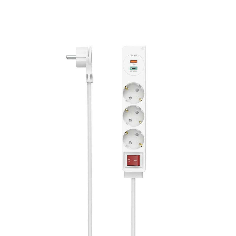 Hama Steckdosenleiste 3-fach USB-C/A 18W PD QC Flachstecker
