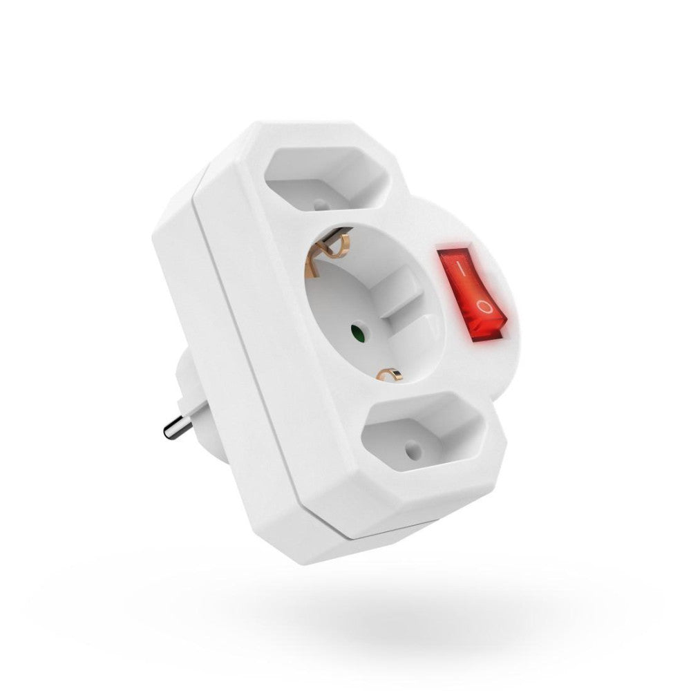 Hama Mehrfachstecker Steckdosenadapter mit Schalter 3-fach Weiß Energie sparen Schutzkontakt Euro 00223217