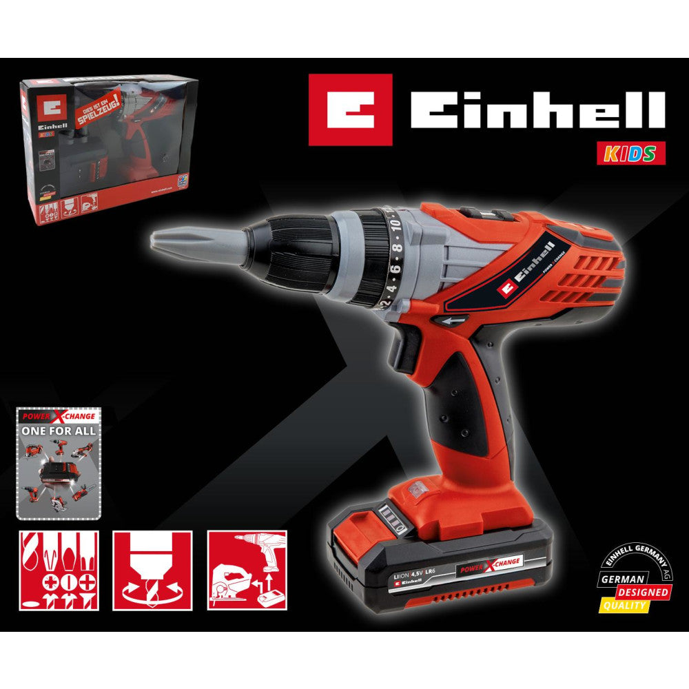 Einhell Kids Akku-Bohrschrauber Spielzeug mit Licht Sound 4 Einsätze