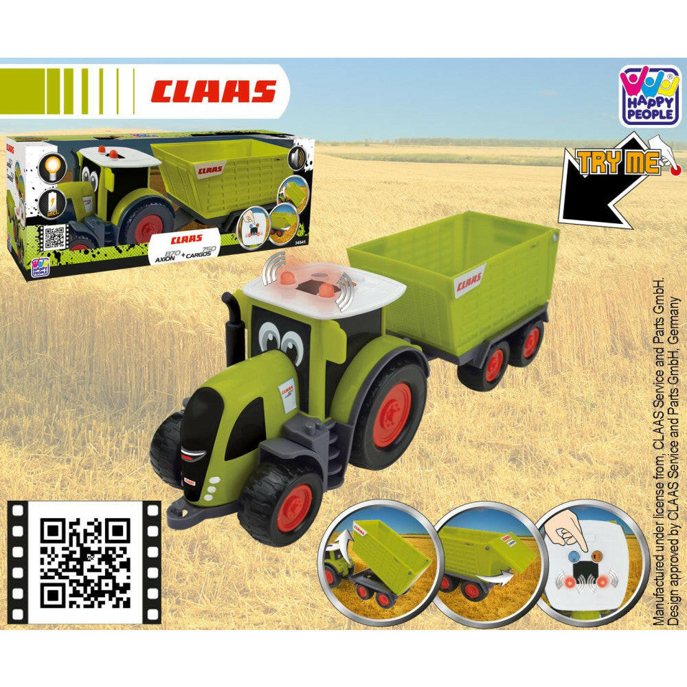 Claas Kids Axion 870 Traktor + Anhänger Cargos 750 mit Licht.