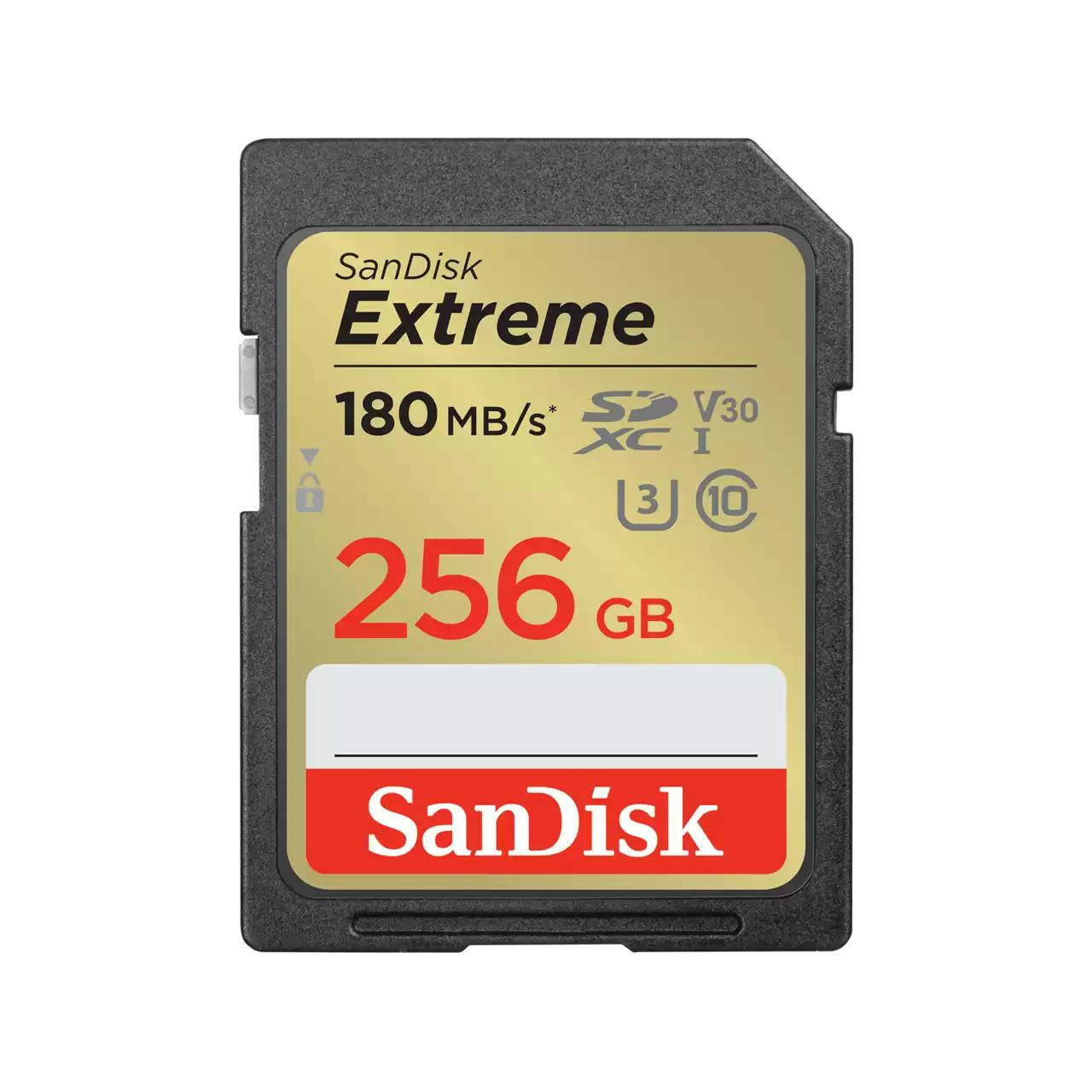 SanDisk Extreme SDXC 256GB 180/130 MB/s.