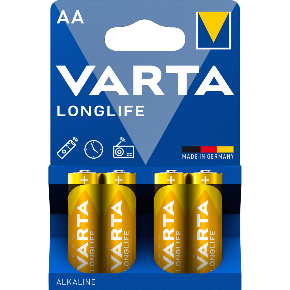 VARTA LONGLIFE AA Alkali Batterie 1,5 V Mignon-Zellen 4er Blister