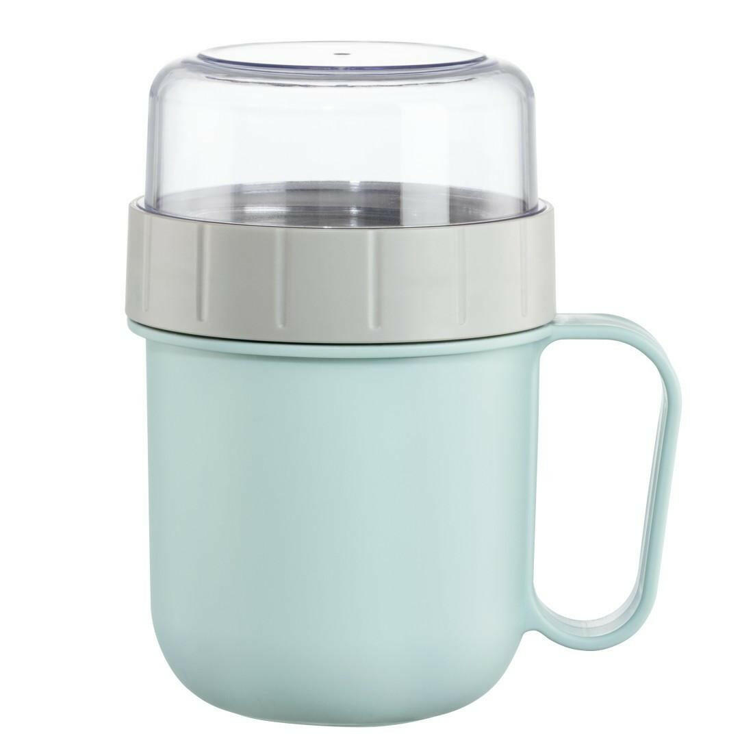 Xavax Müslibecher To Go, 2 Fächer, 500+200 ml, Pastellblau.