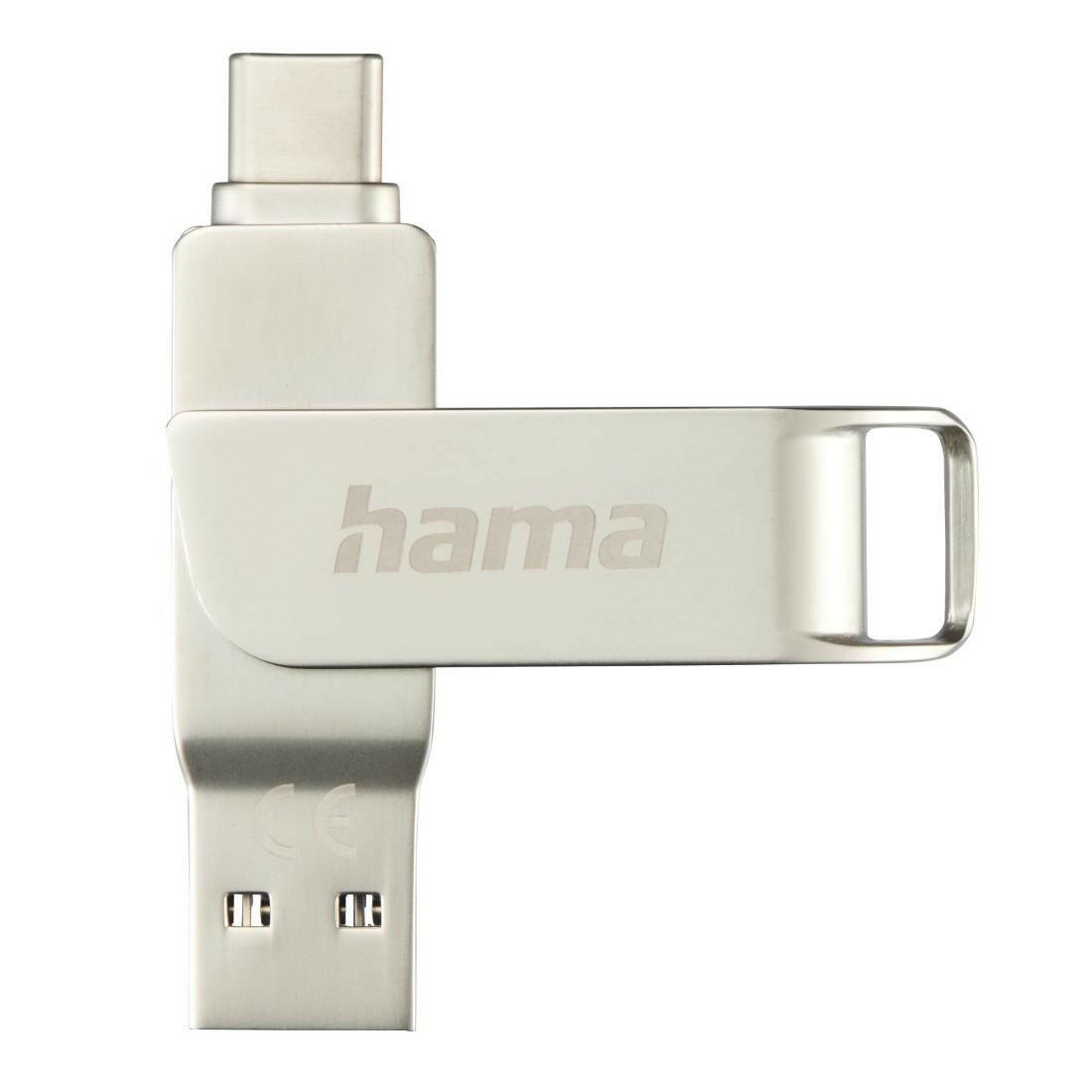 Hama C-Rotate Pro USB Stick 256GB, USB C, 100MB/s, Silber.