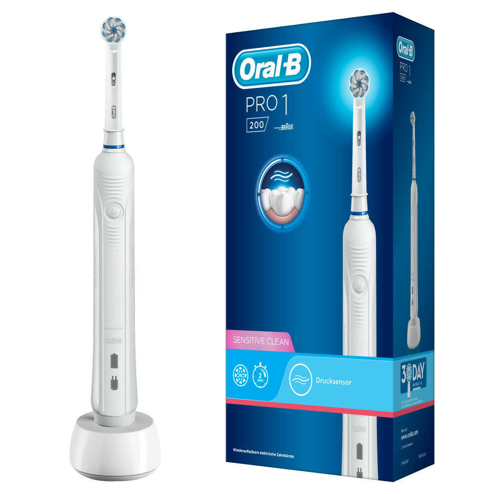 Oral-B PRO 1 200 Elektrische Zahnbürste, weiß, 3 Modi.