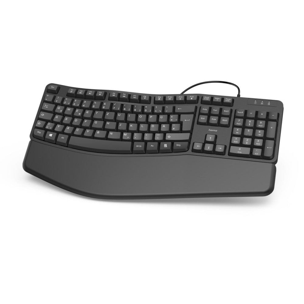 Hama ergonomische Tastatur EKC-400 mit Handballenauflage, USB, Schwarz