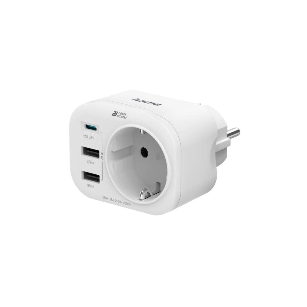 Hama Steckdosenadapter 4-fach USB-C USB-A Schutzkontakt 20W PD WS