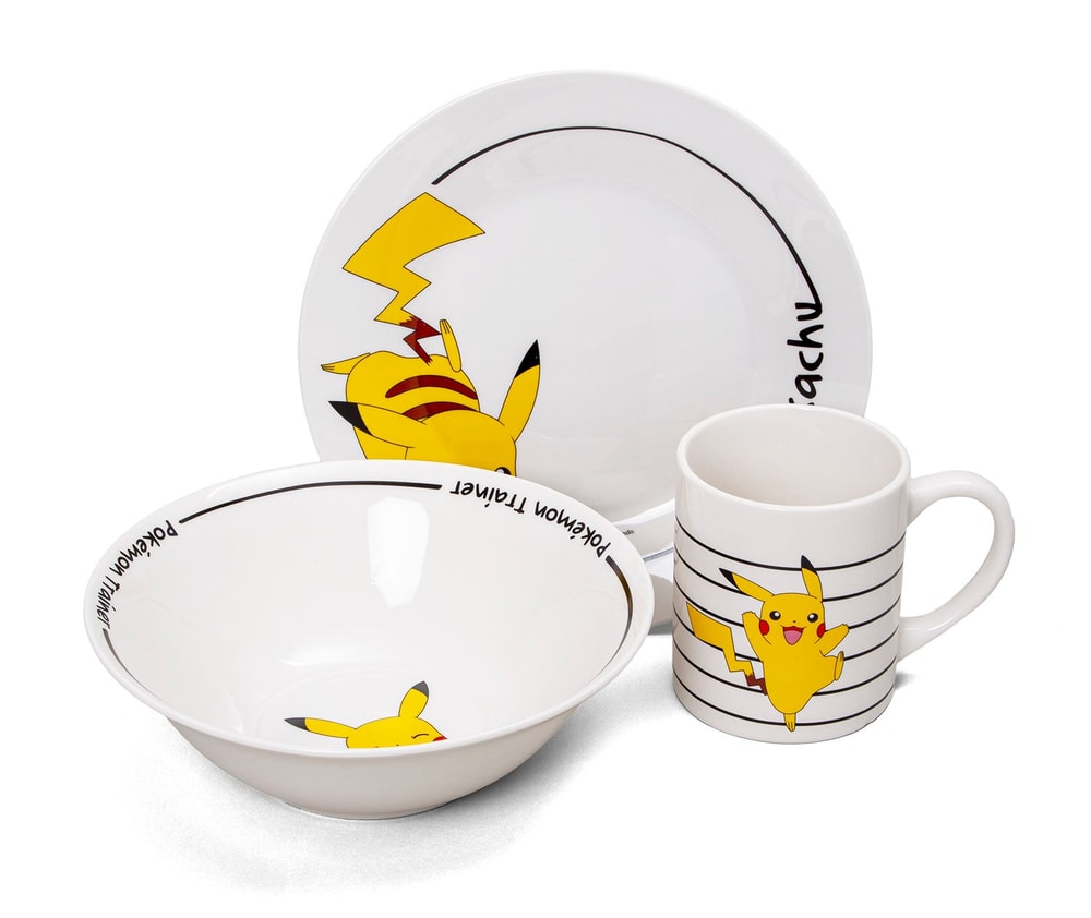 Pokémon Pikachu 2 Frühstücksset – mit Schale, Teller, Tasse