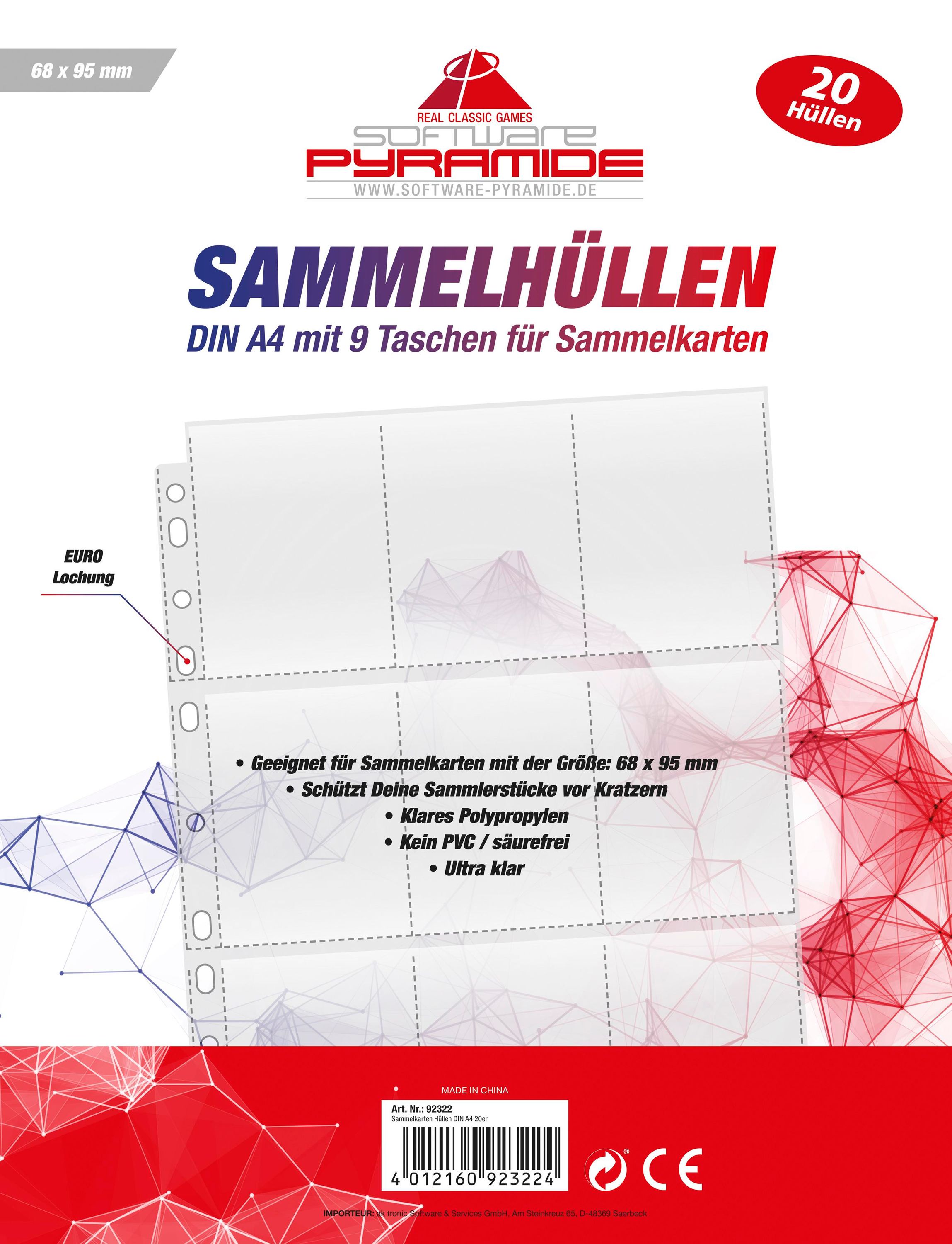 Software Pyramide 92322 Sammelkarten Hüllen DinA4 20er-Pack