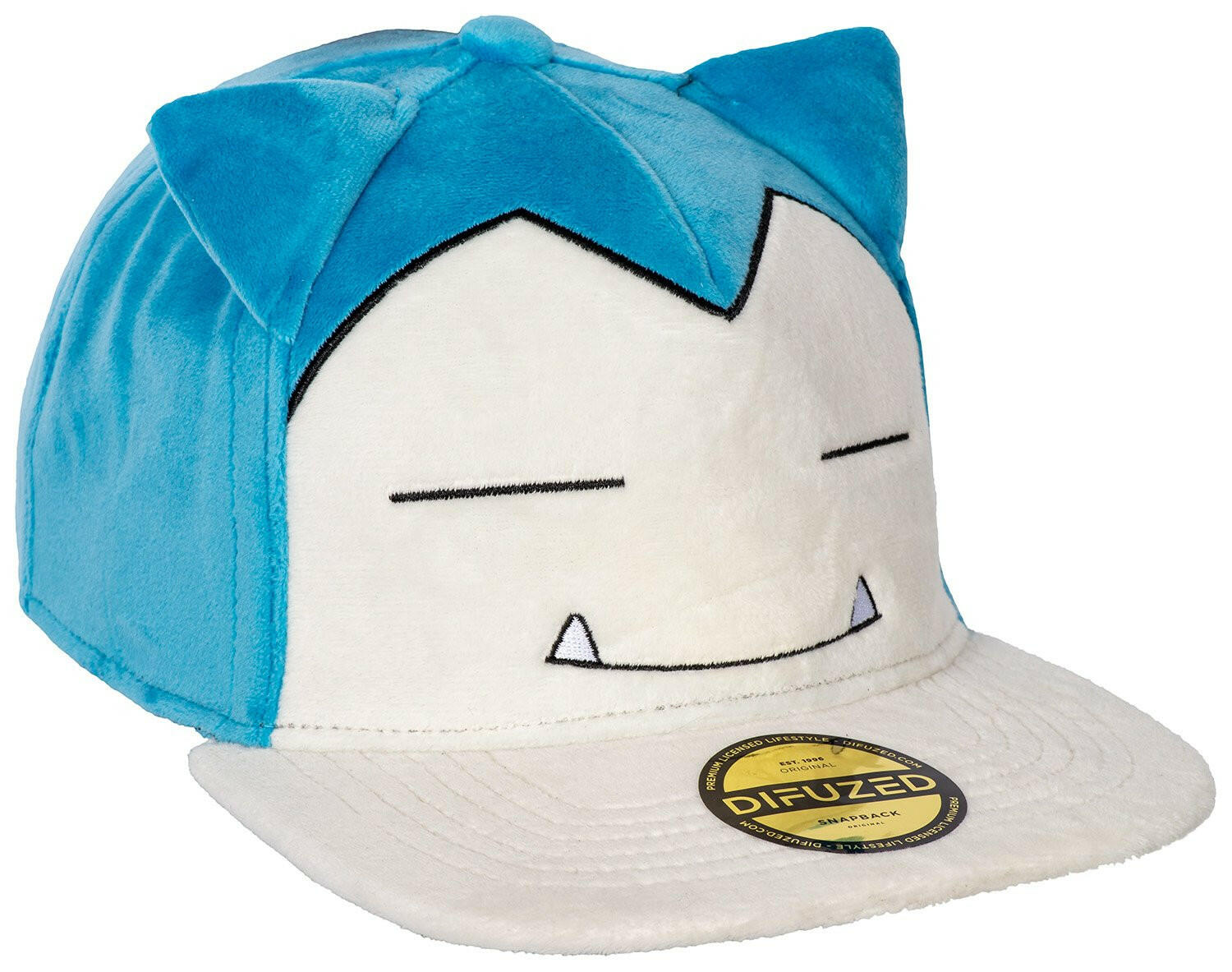 Pokémon Relaxo Plüsch Unisex Cap blau/weiß Snapback.