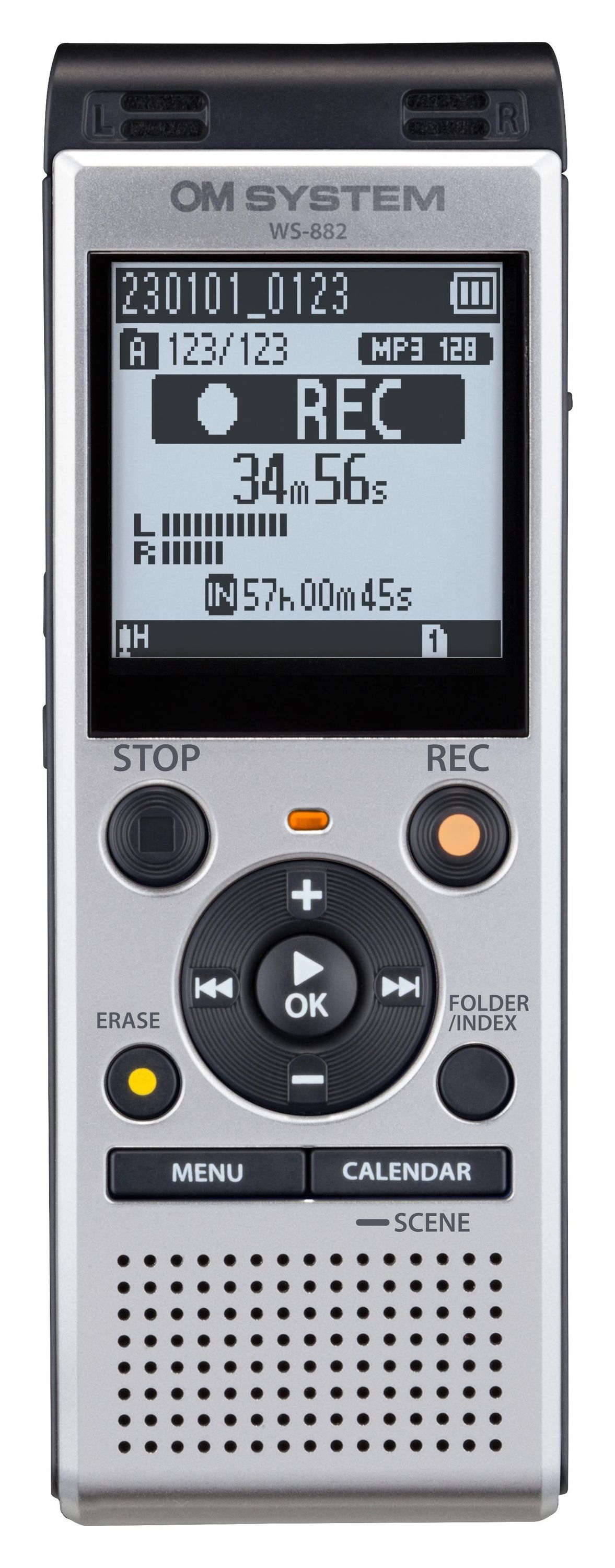 OM SYSTEM WS-882 Voice Recorder mit Stereomikrofonen, 4GB