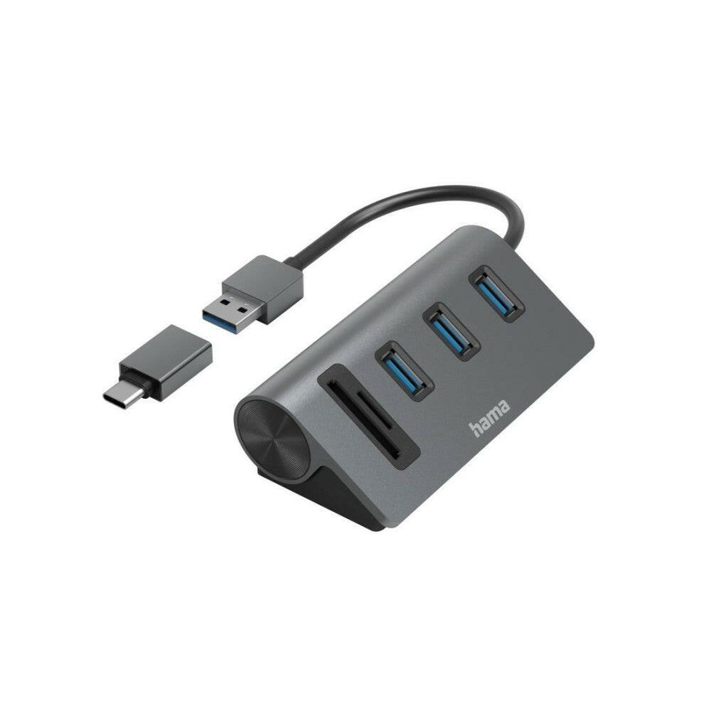 Hama USB-Hub 5 Ports Aluminium mit SD/microSD Kartenleser.