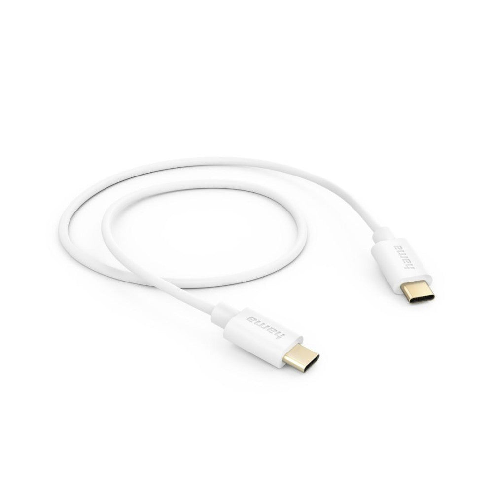 Hama USB C auf USB C Ladekabel 1m Weiß für Schnellladung und Datenübertragung