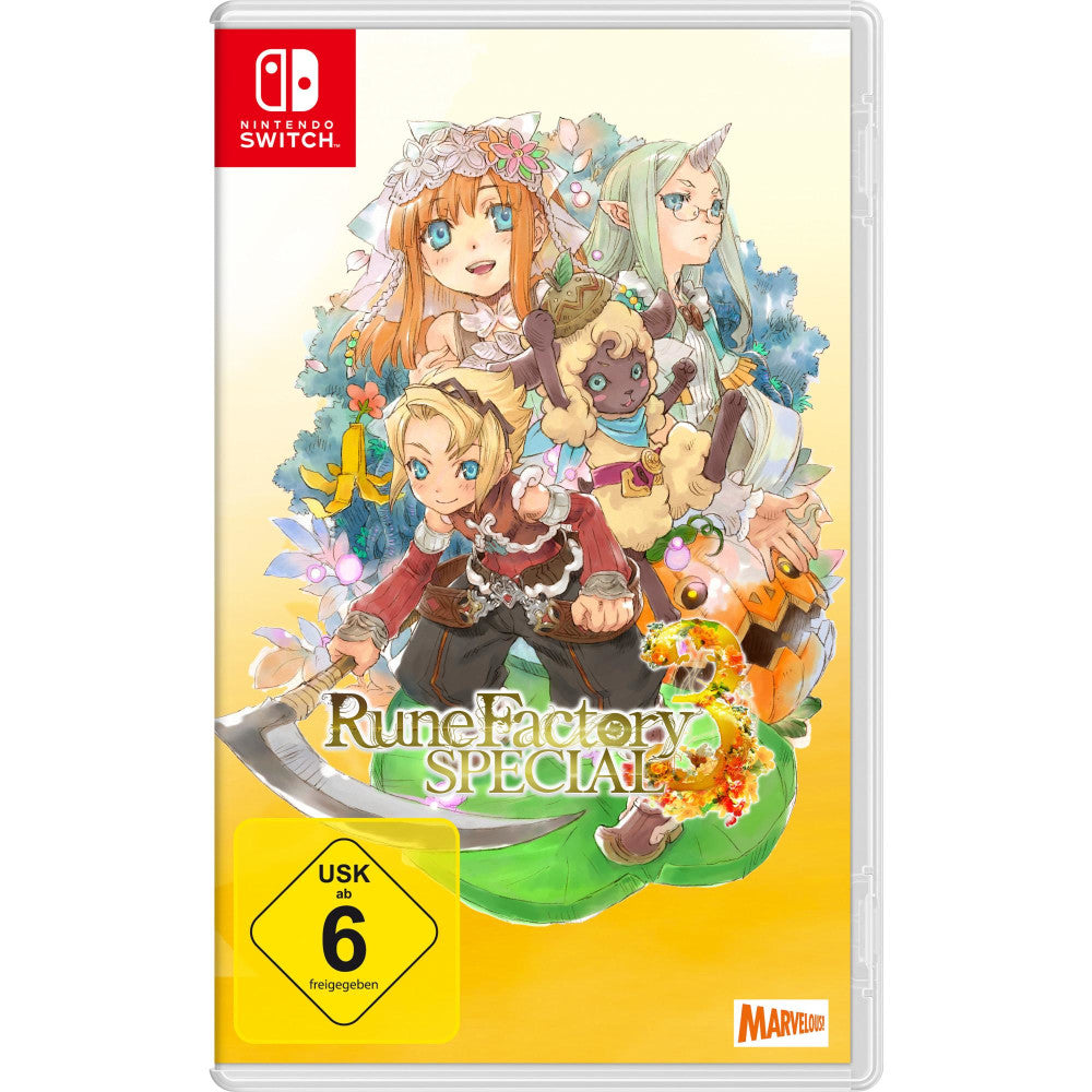 Nintendo Switch Rune Factory 3 Special Rollenspiel USK 6 Jahre Entwickle Charaktere Beziehungen Landwirtschaft Monsterjagd Crafting Abenteuer