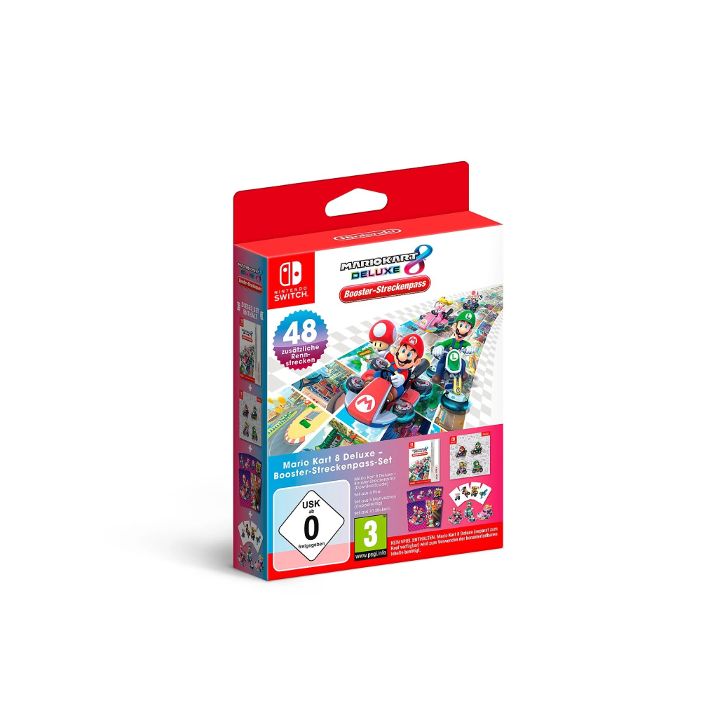 Nintendo Switch Mario Kart 8 Deluxe Booster-Streckenpass-Set mit Pins, Motivkarten und Stickern