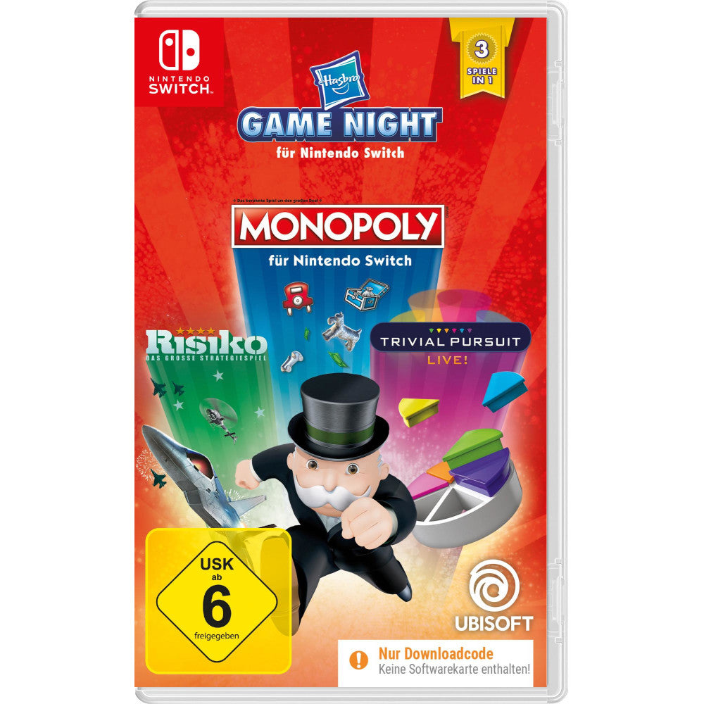 Hasbro Game Night Nintendo Switch Brettspiel mit MONOPOLY, TRIVIAL PURSUIT Live! und RISK