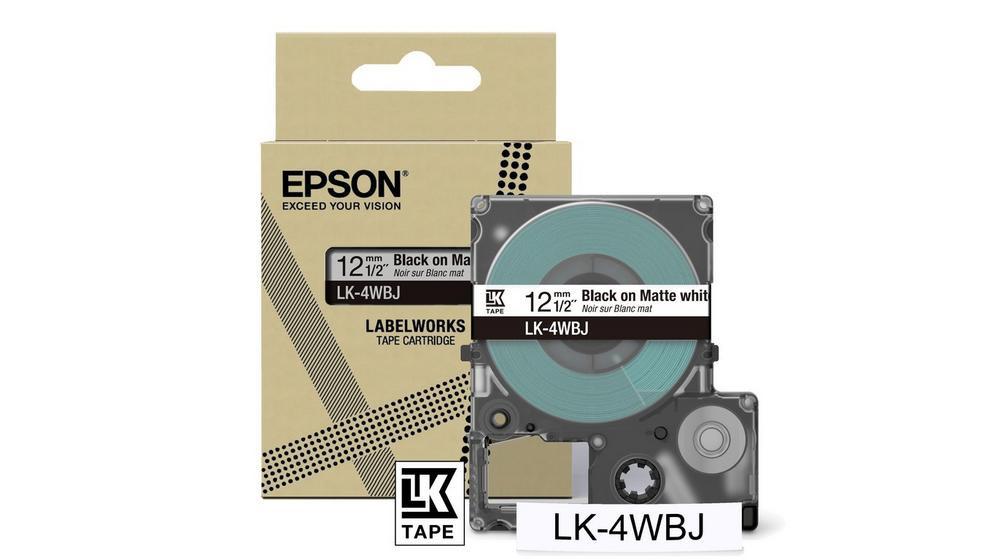 Epson LK-4WBJ Etikettenkassette 12 mm matt schwarz/weiß – Neu, OVP vorhanden
