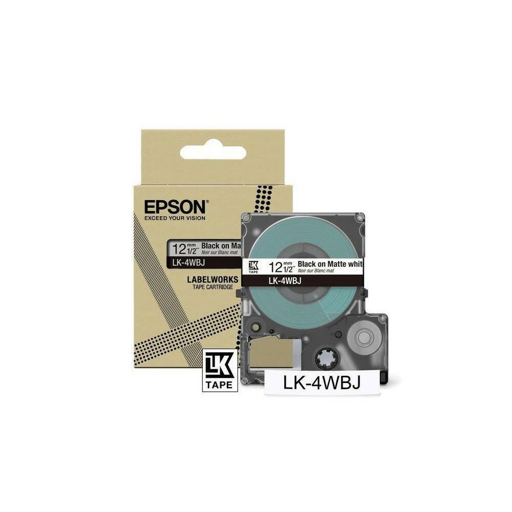 Epson LK-4WBJ Etikettenkassette, matt, schwarz-weiß 12mm.